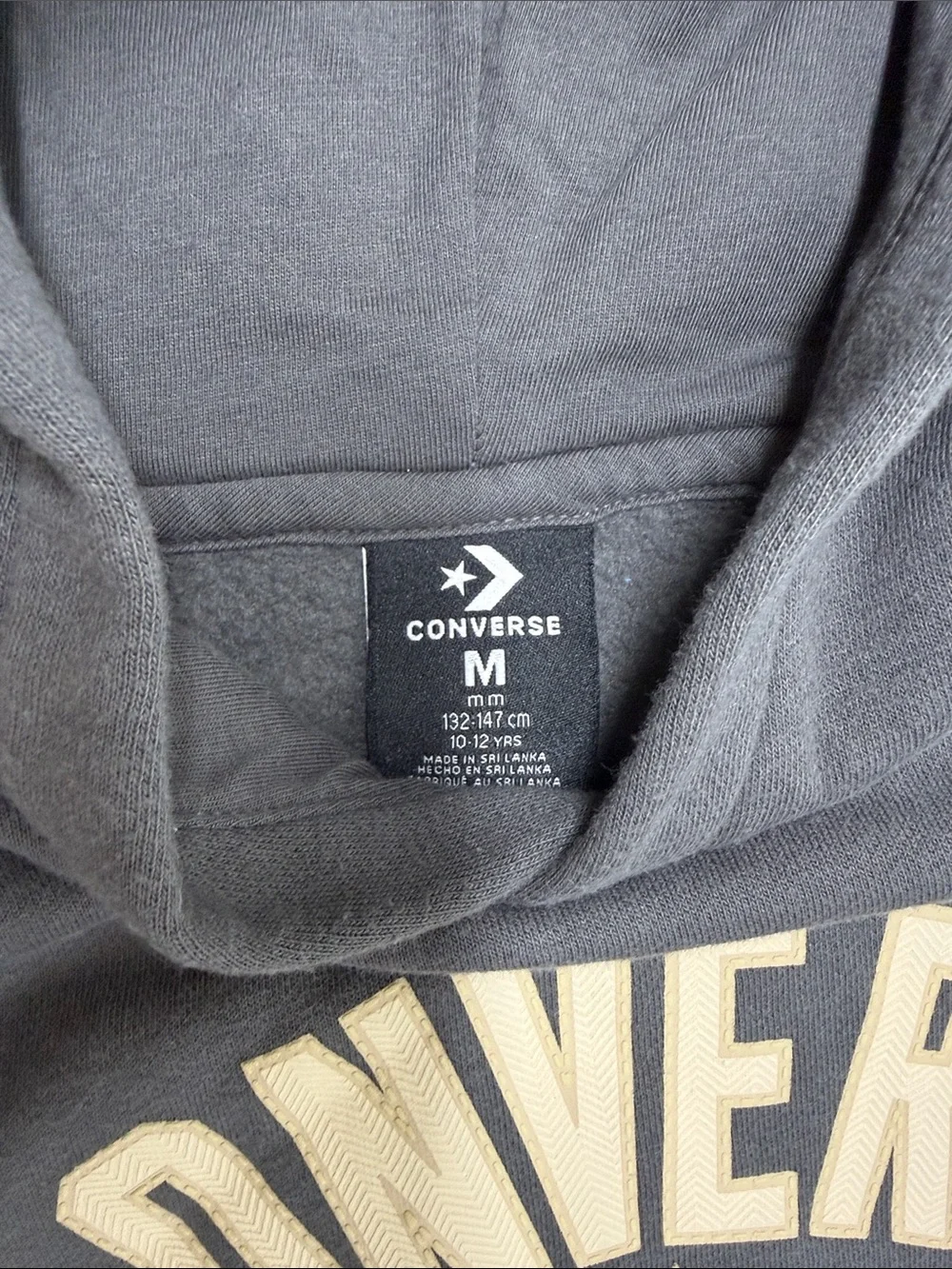 Kids Converse Gray Hoodie with Cream Logo Star Size M (10-12)